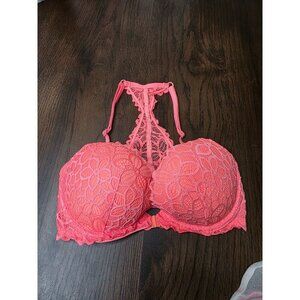 Victorias Secret Coral Lace Push-Up Bra W/ Racerback Design - Size 32DD